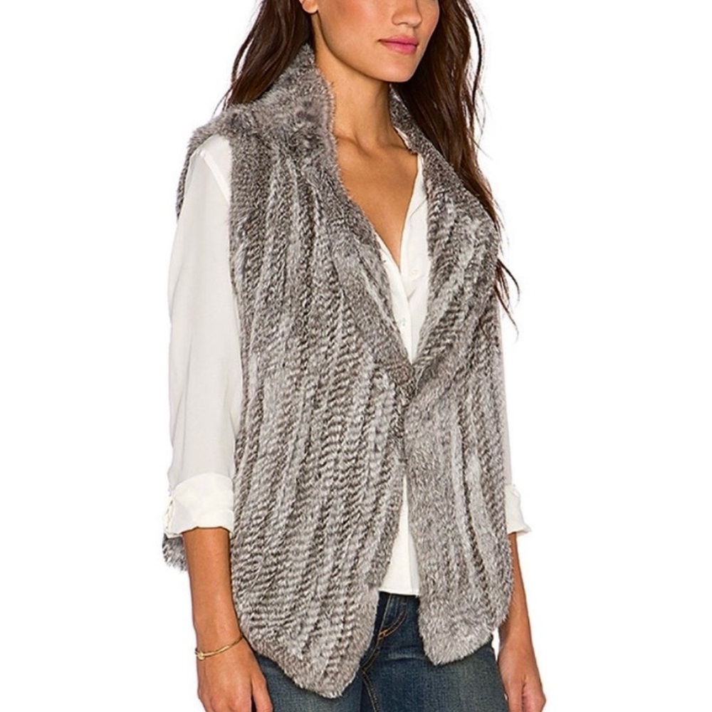 Joie Real Rabbit Fur "Andoni" Vest Womens Size Small